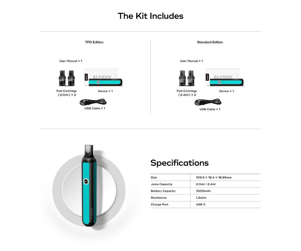 斯莱克Slyeek OMARI-O注油式电子烟烟设备配置介绍